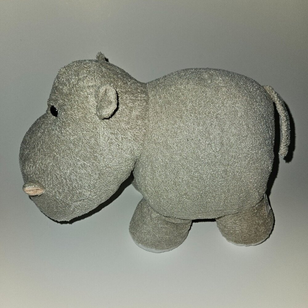 Tan Hippo Plush 11" Stuffed Animal Xuerouer Toys White Feet Pink Nose